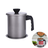 Stainless Steel Oil Filter Pot | Kitchen Oil Separator with Fine Mesh Strainer